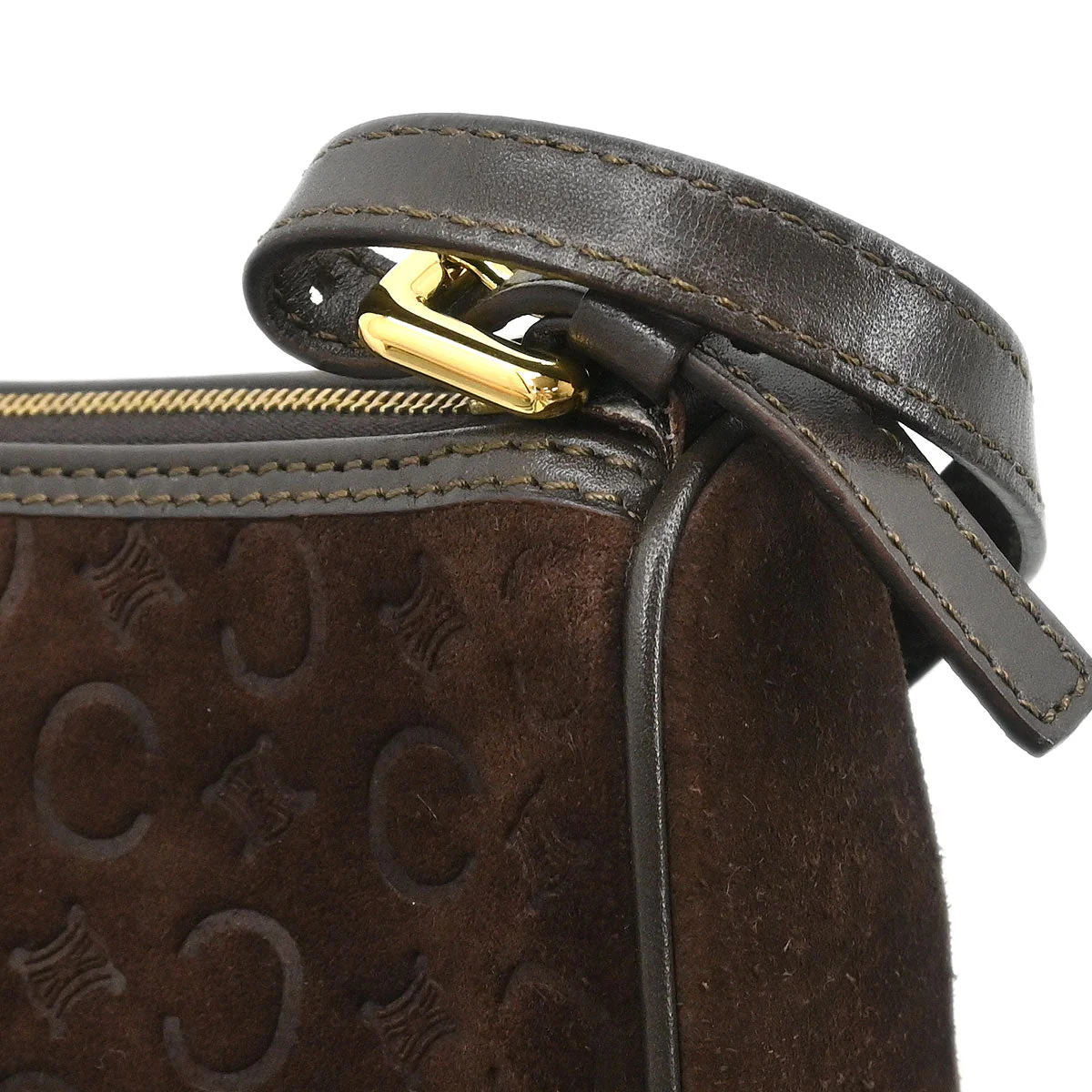 Celine Brown Suede Macadam Handbag - Image 6
