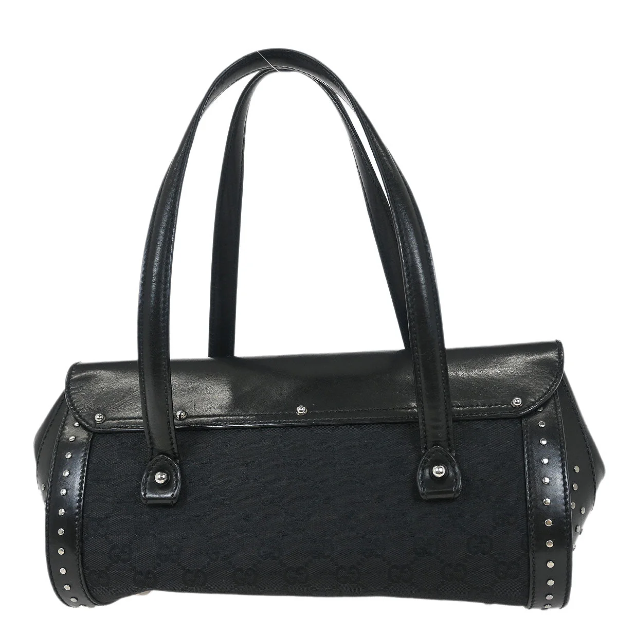 Gucci Black Bamboo GG Handbag - Image 2