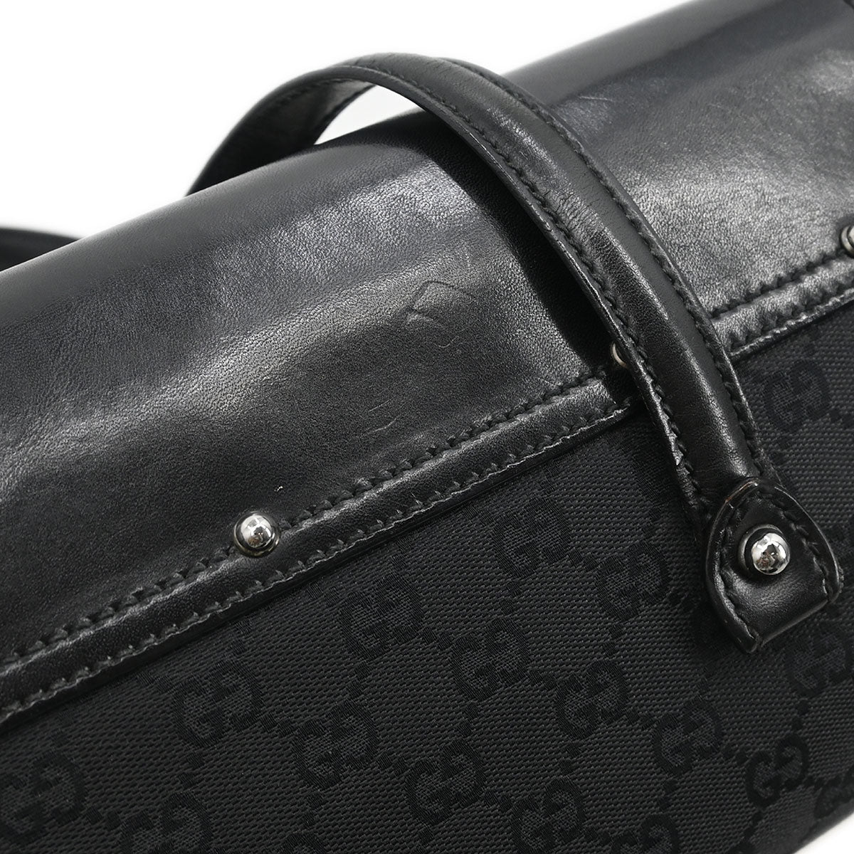 Gucci Black Bamboo GG Handbag - Image 6