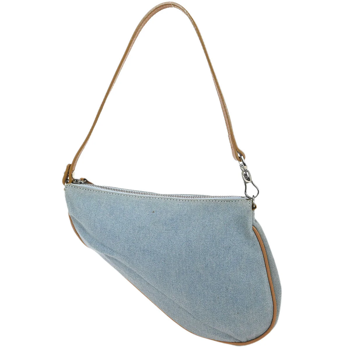 Christian Dior Light Blue Denim Saddle Handbag - Image 2
