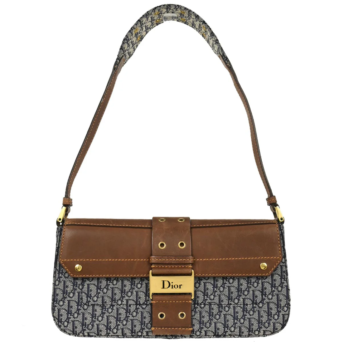 Christian Dior Navy Canvas Street Chic Trotter Handbag