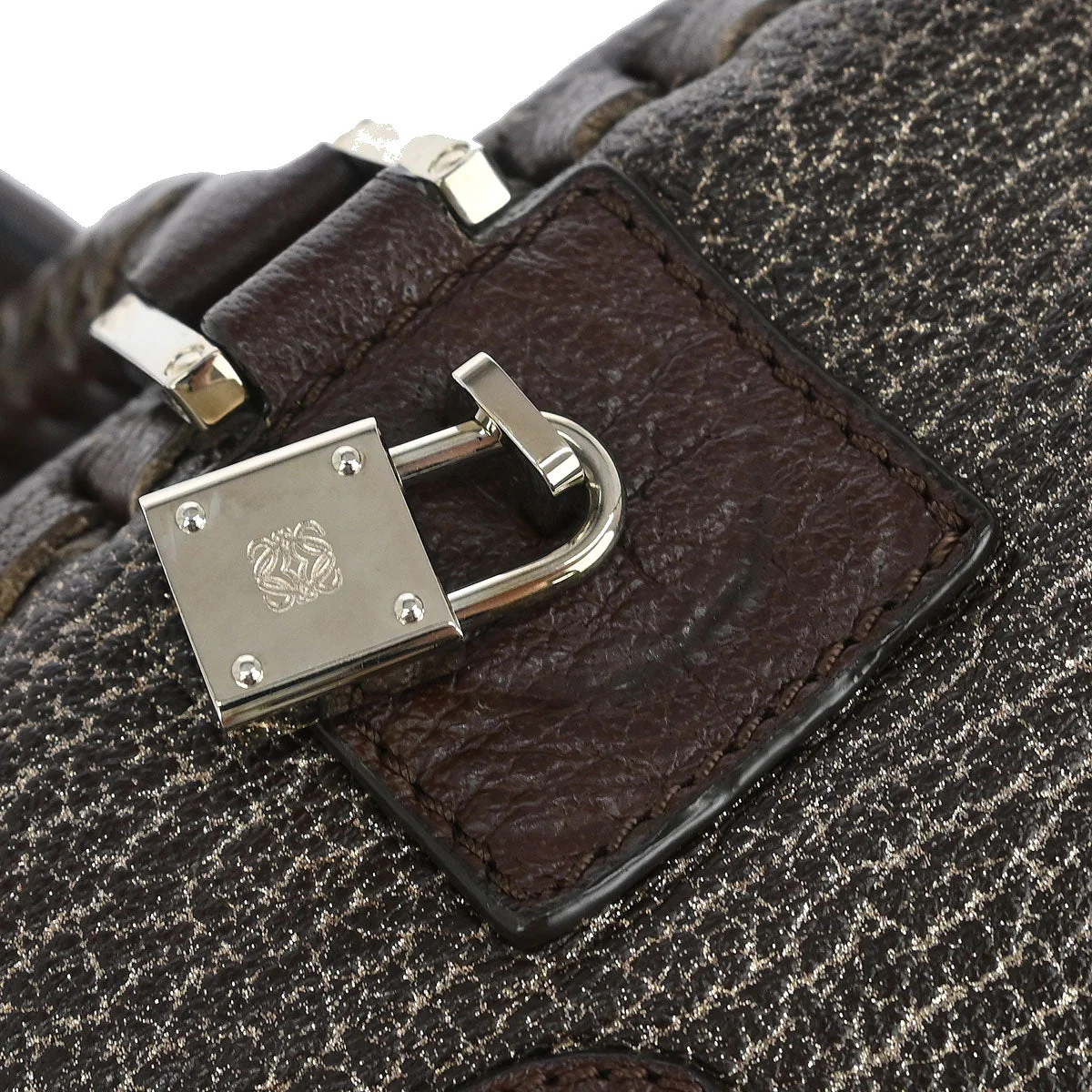 Loewe Brown Leather Glitter Amazona 28 Handbag - Image 4