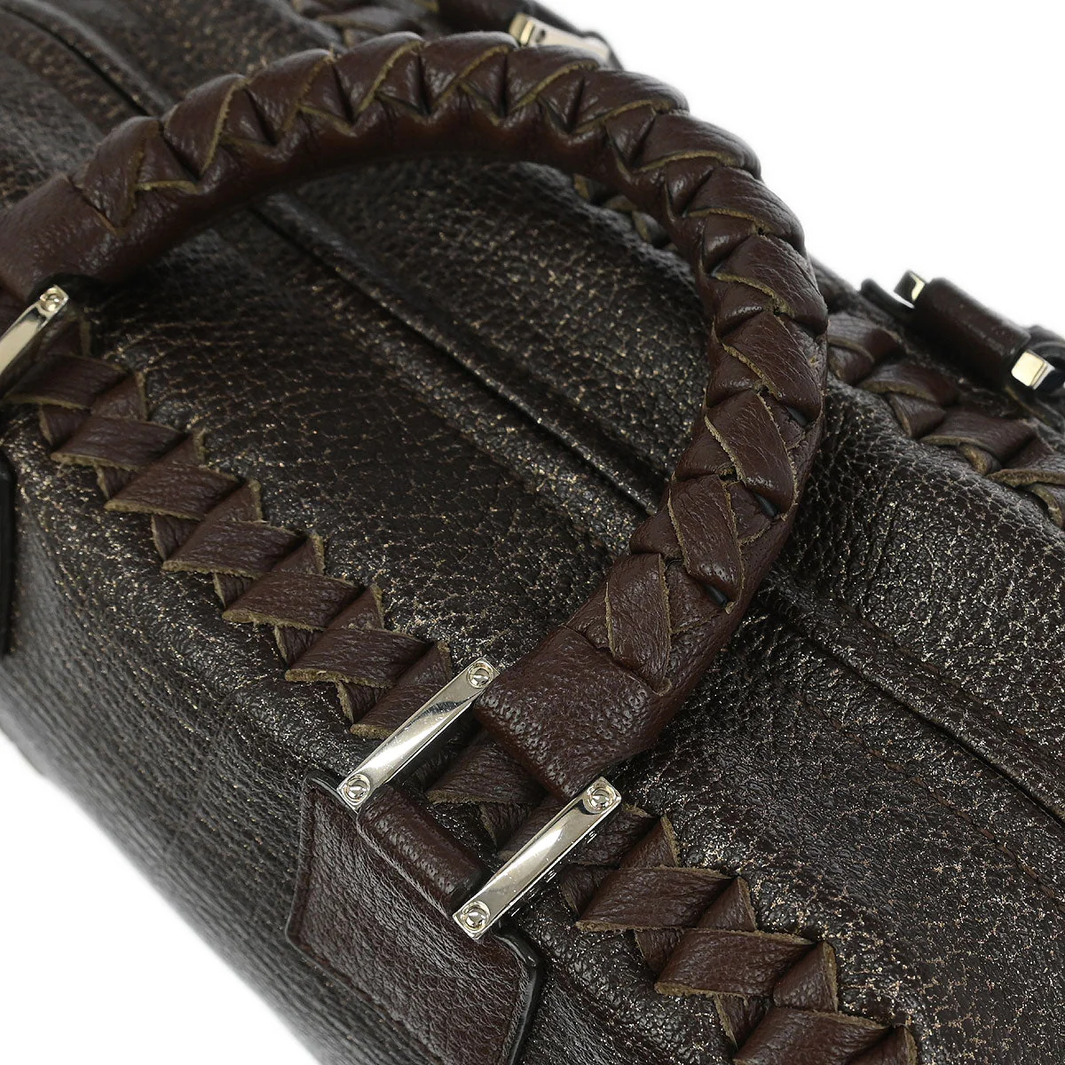 Loewe Brown Leather Glitter Amazona 28 Handbag - Image 6