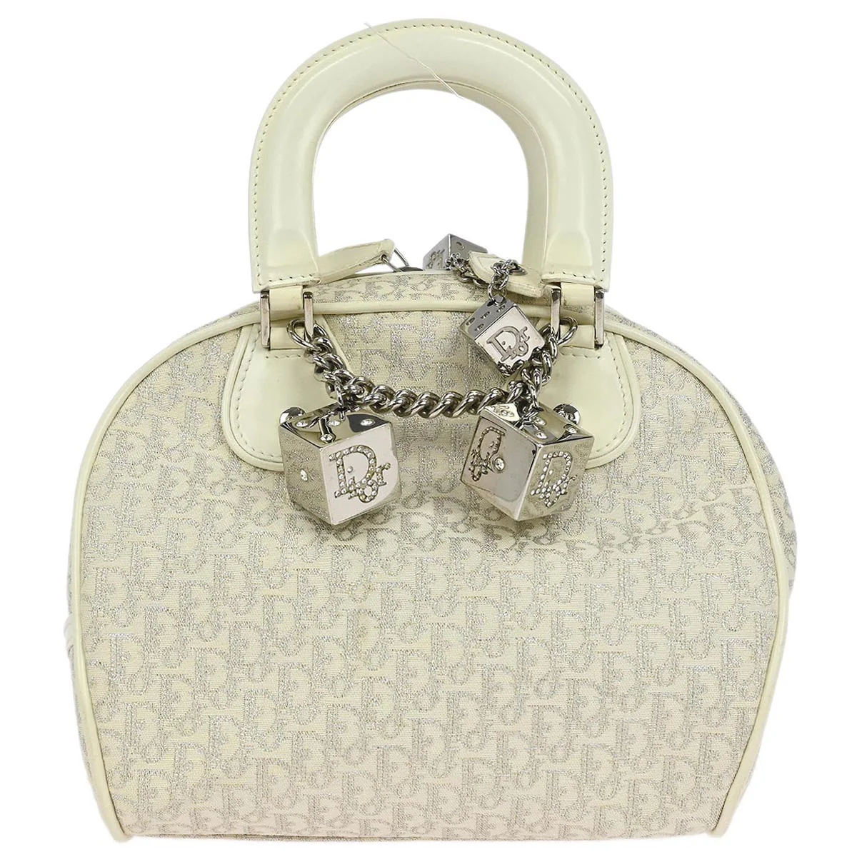 Christian Dior White Gambler Dice Trotter Handbag