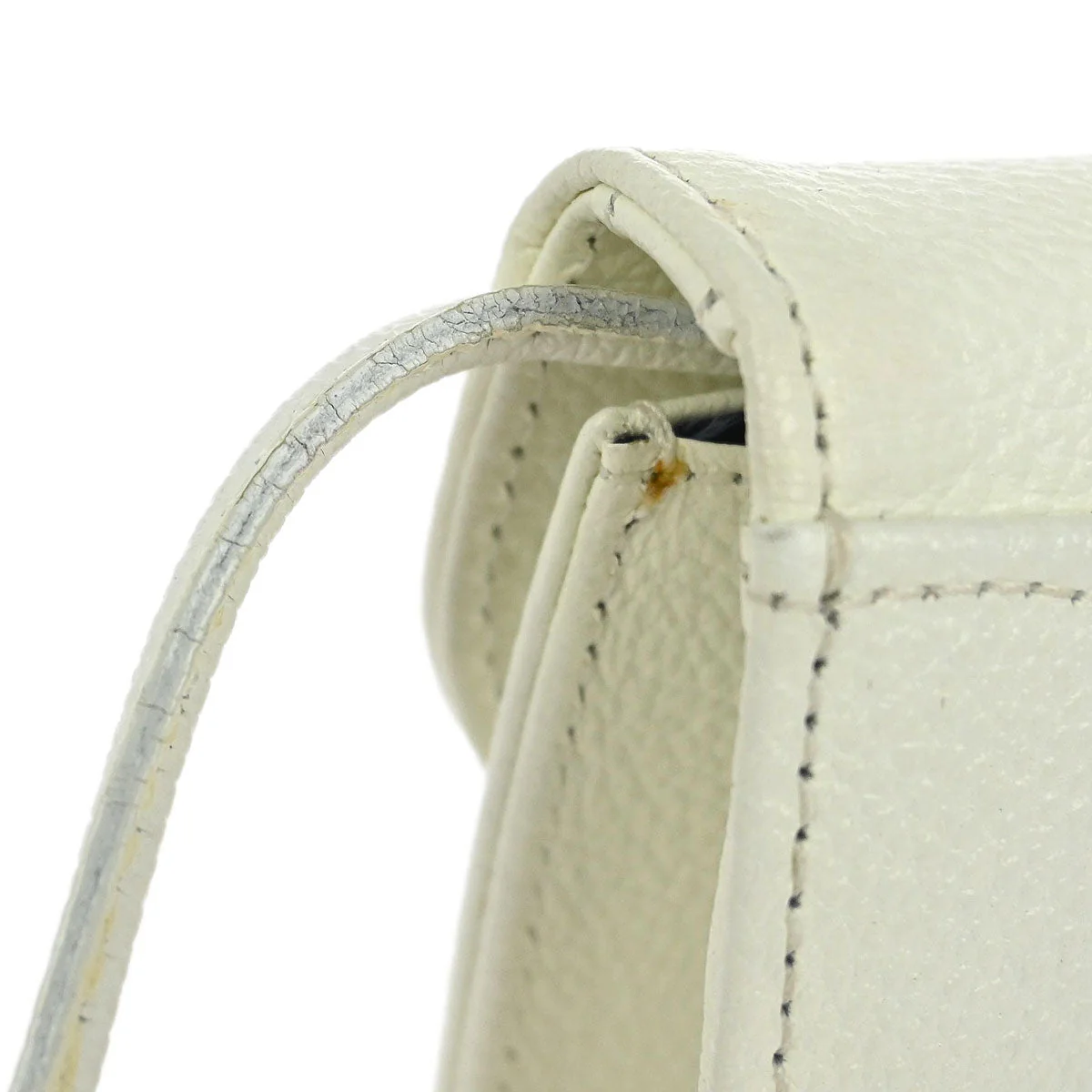 Yves Saint Laurent White Leather Shoulder Bag - Image 6