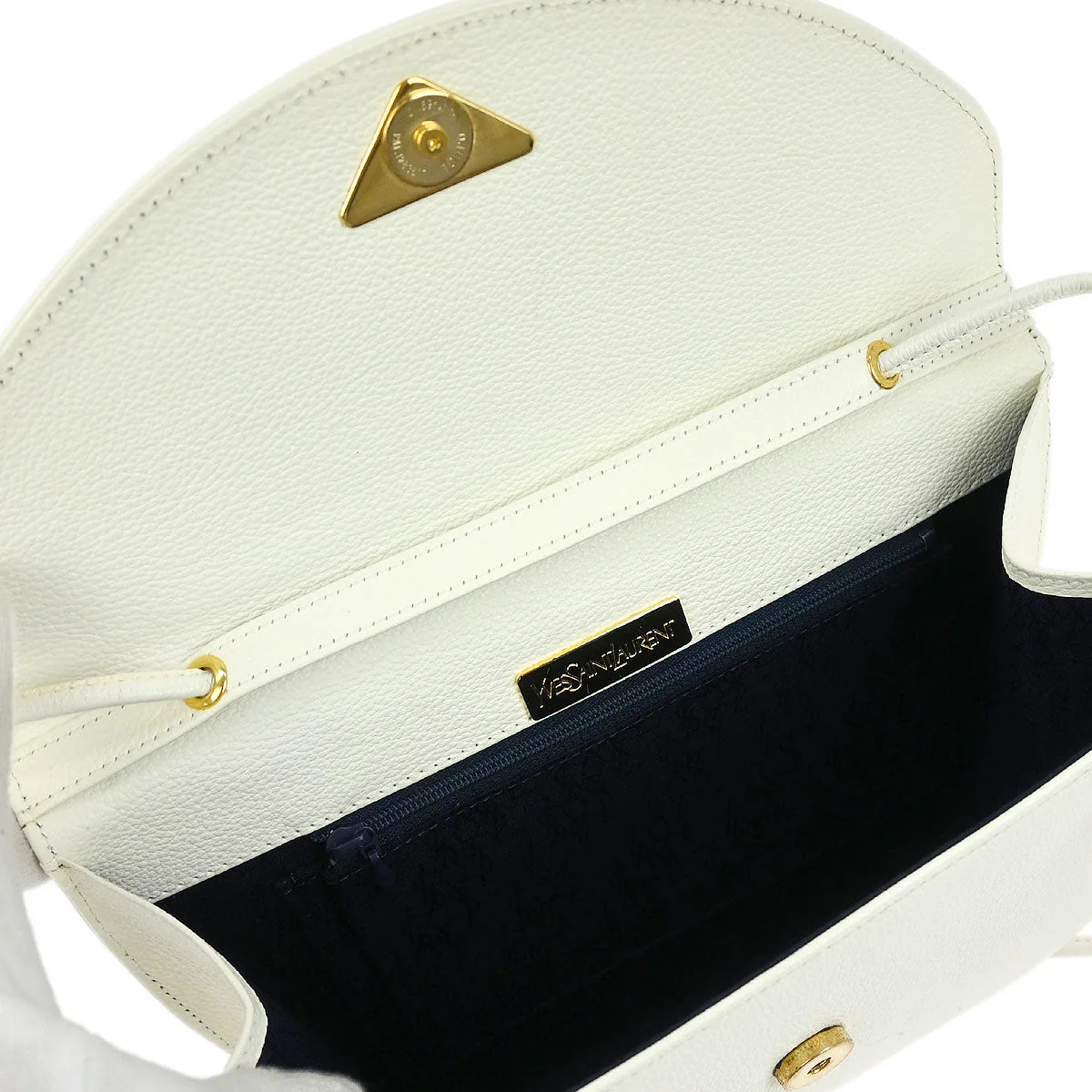 Yves Saint Laurent White Leather Shoulder Bag - Image 7