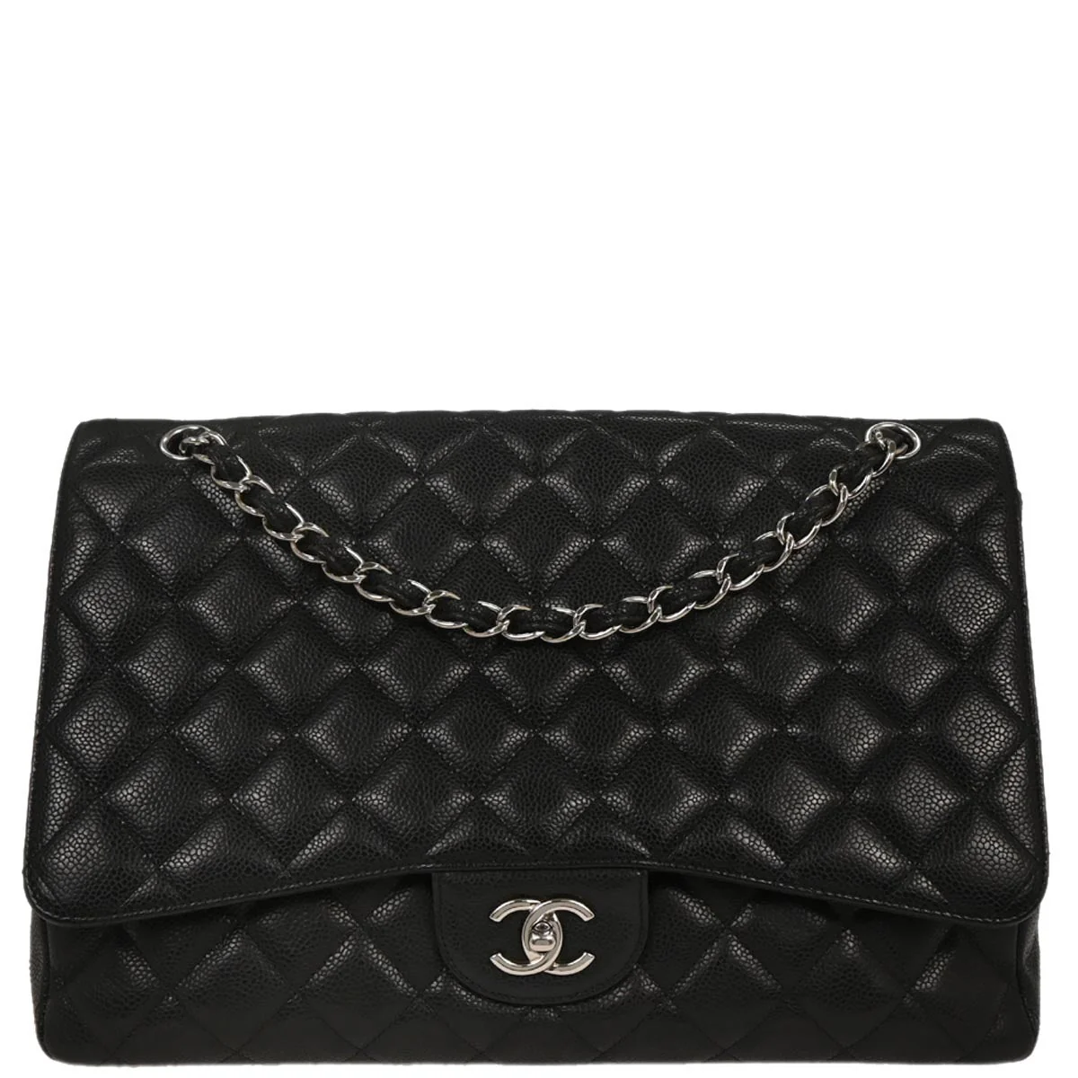 Chanel 2010-2011 Black Caviar Maxi Single Flap Shoulder Bag