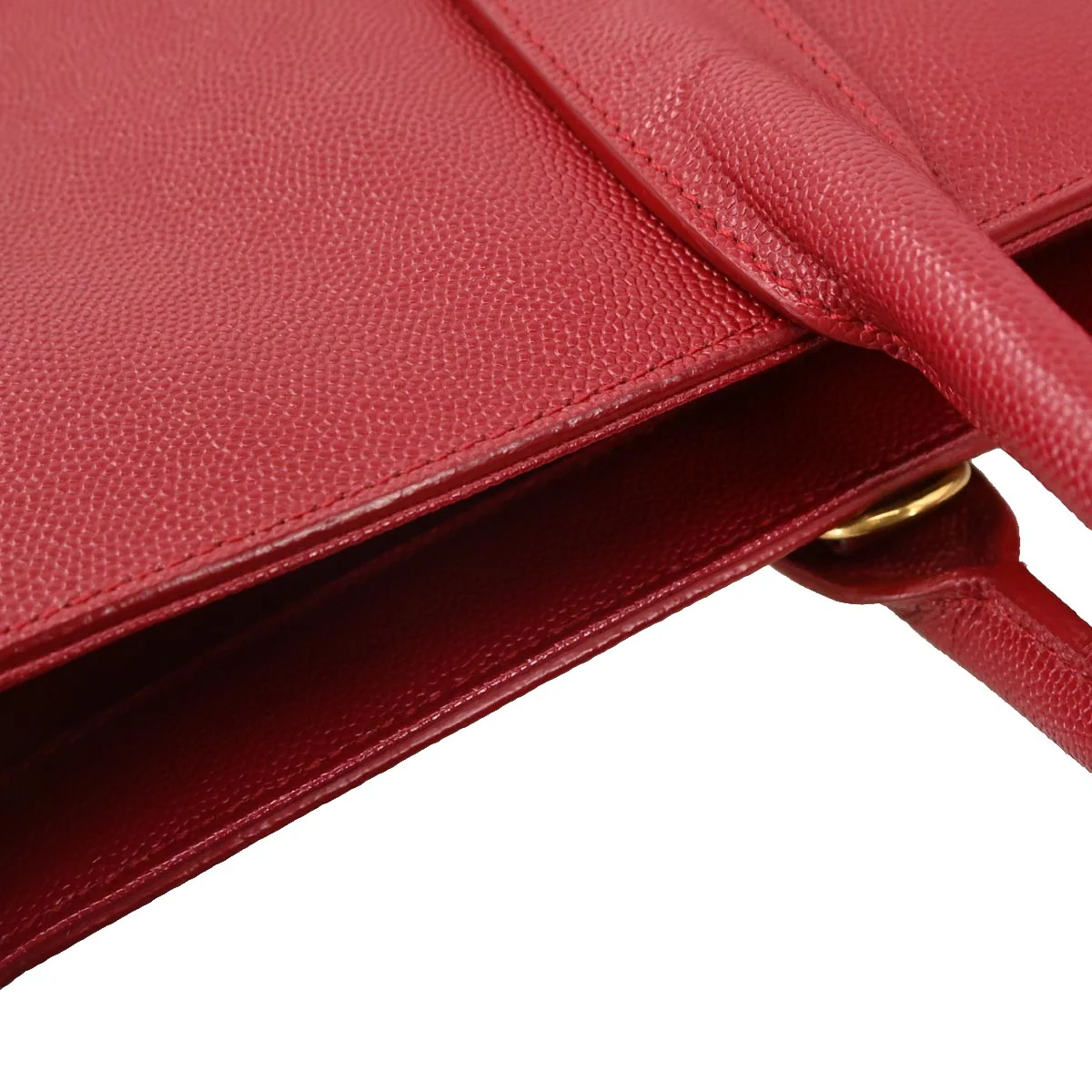 Saint Laurent Red Leather Sac Museum Tote Handbag - Image 4