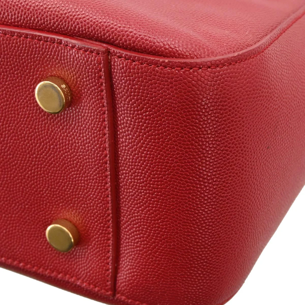 Saint Laurent Red Leather Sac Museum Tote Handbag - Image 7