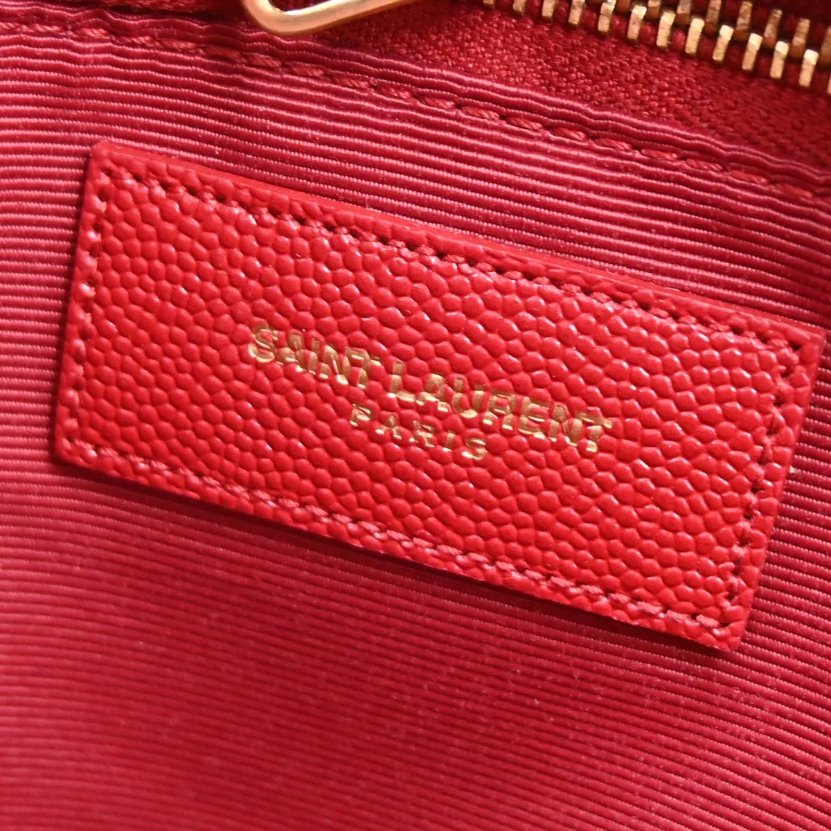 Saint Laurent Red Leather Sac Museum Tote Handbag - Image 9