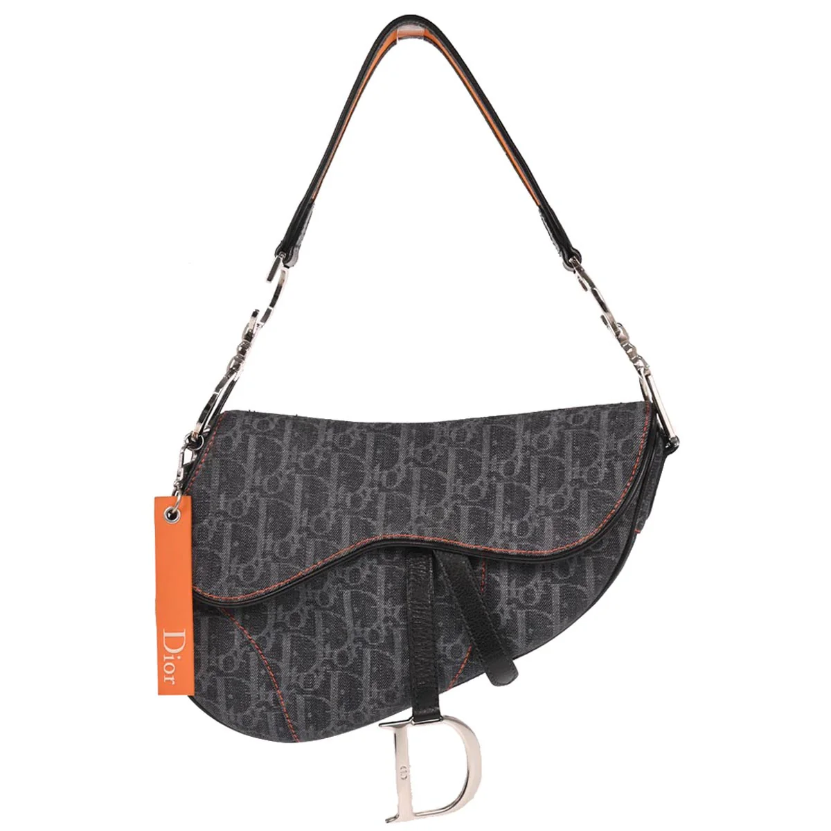 Christian Dior Navy Canvas Flight Trotter Saddle Handbag