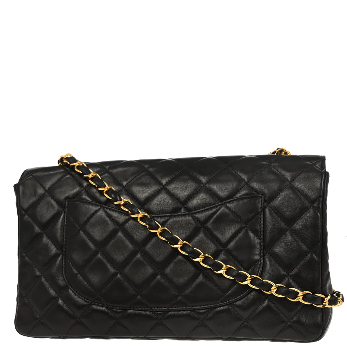 Chanel 1996-1997 Black Lambskin Single Flap Shoulder Bag - Image 2