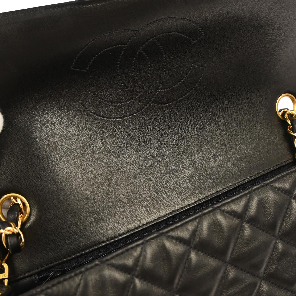 Chanel 1996-1997 Black Lambskin Single Flap Shoulder Bag - Image 6