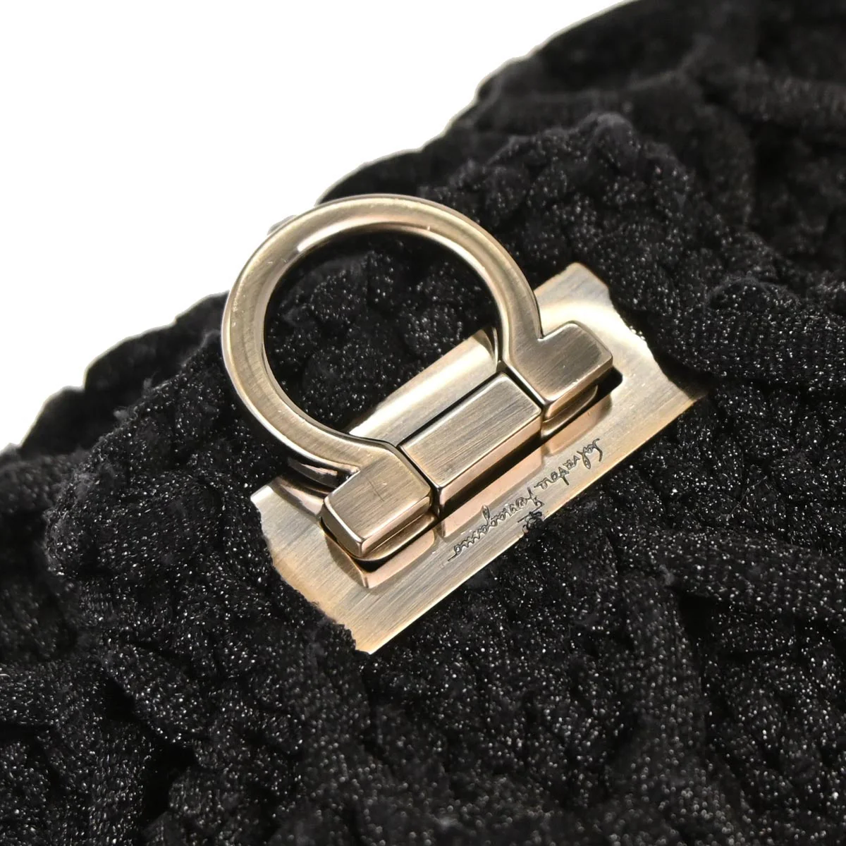 Salvatore Ferragamo Black Polyester Gancini Shoulder Bag - Image 4