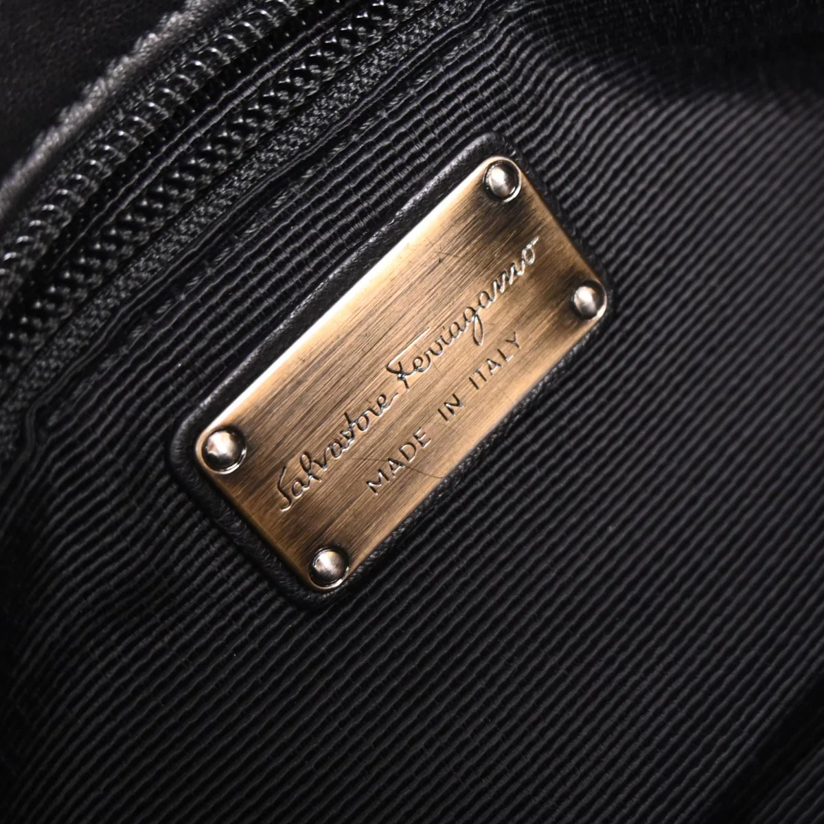 Salvatore Ferragamo Black Polyester Gancini Shoulder Bag - Image 9