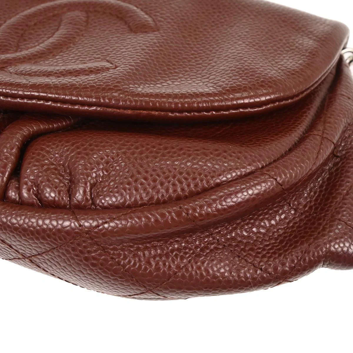 Chanel 2013-2014 Brown Caviar Skin Half Moon WOC Shoulder Wallet Bag - Image 4