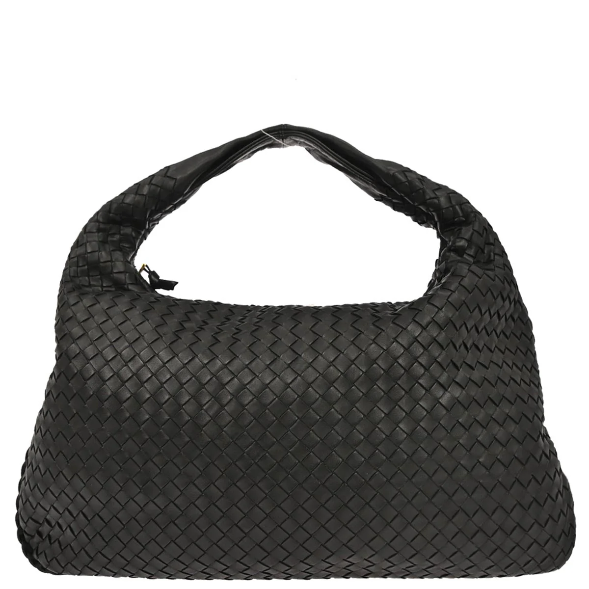 Bottega Veneta Black Lambskin Intrecciato Hobo Handbag