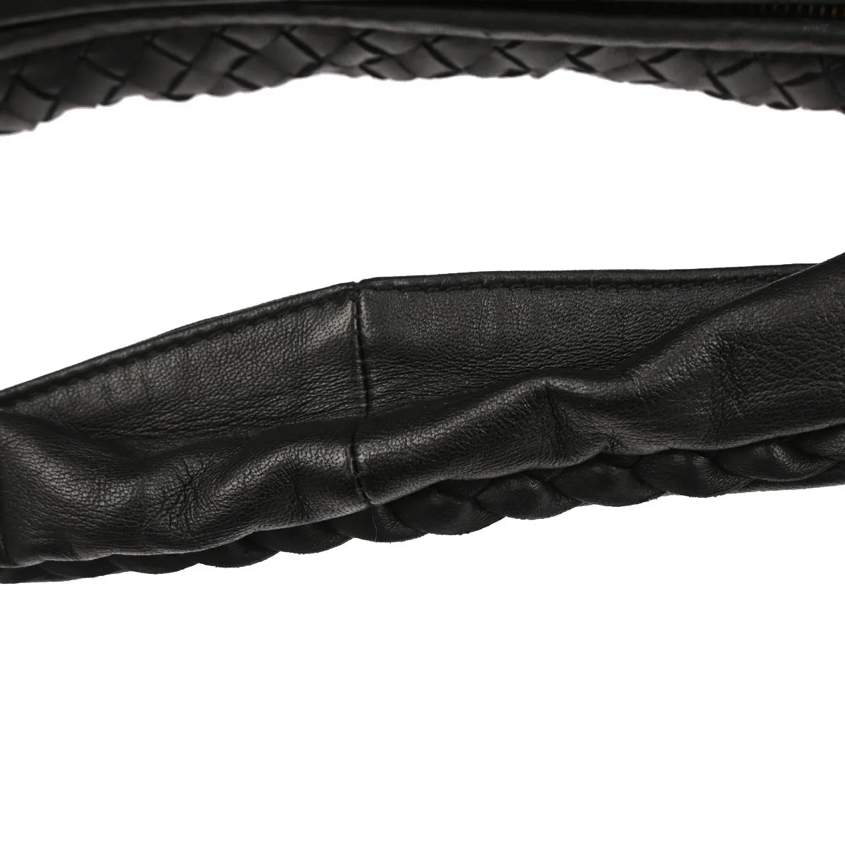 Bottega Veneta Black Lambskin Intrecciato Hobo Handbag - Image 3