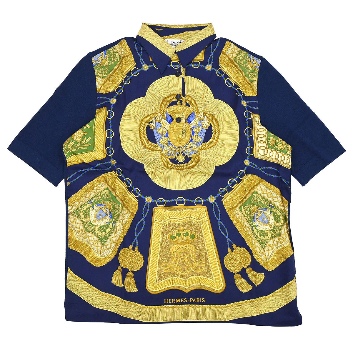 Hermes 1980s Poste et Cavalerie Twillaines Polo Shirt #S