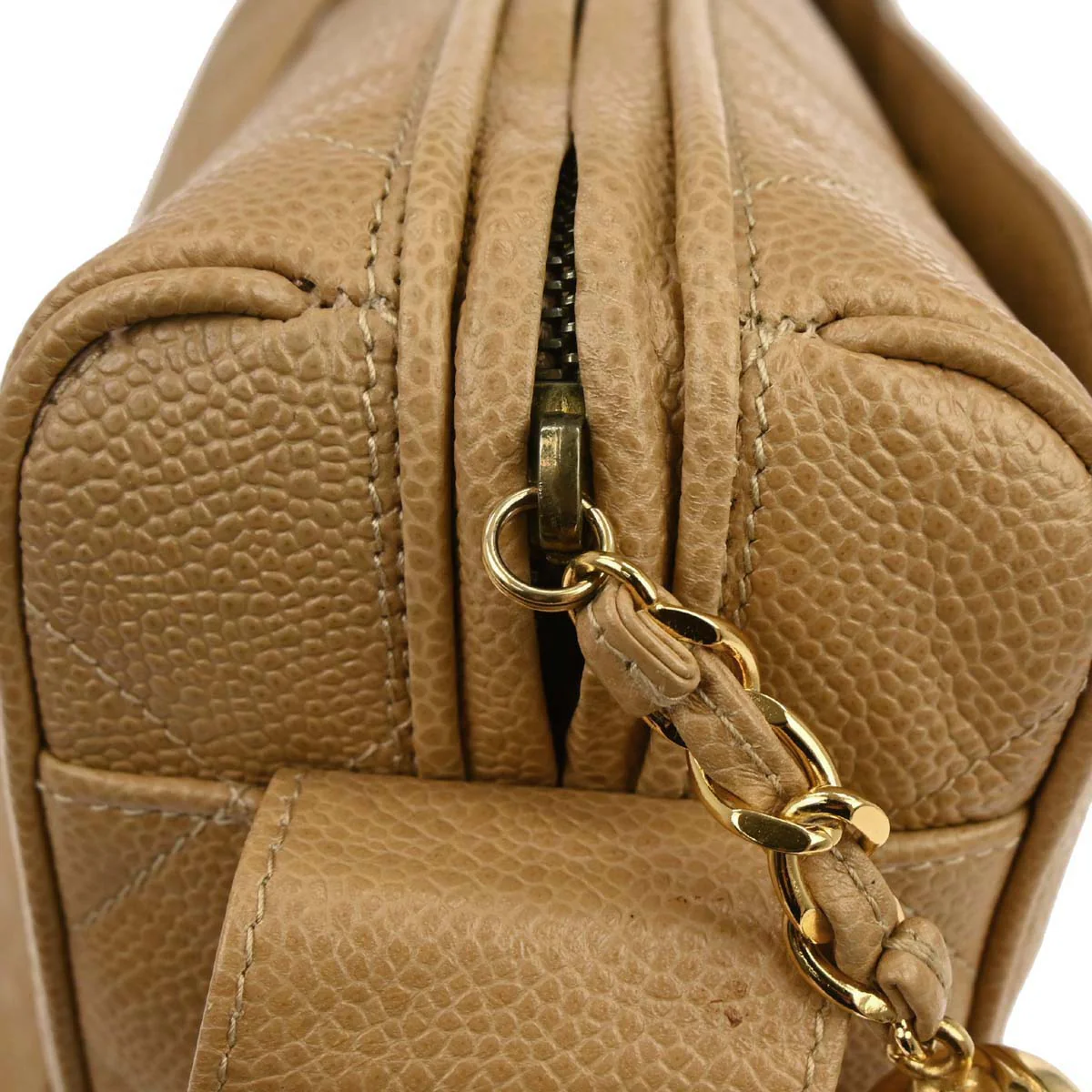 Chanel 1994-1996 Beige Caviar Skin Shoulder Bag - Image 5