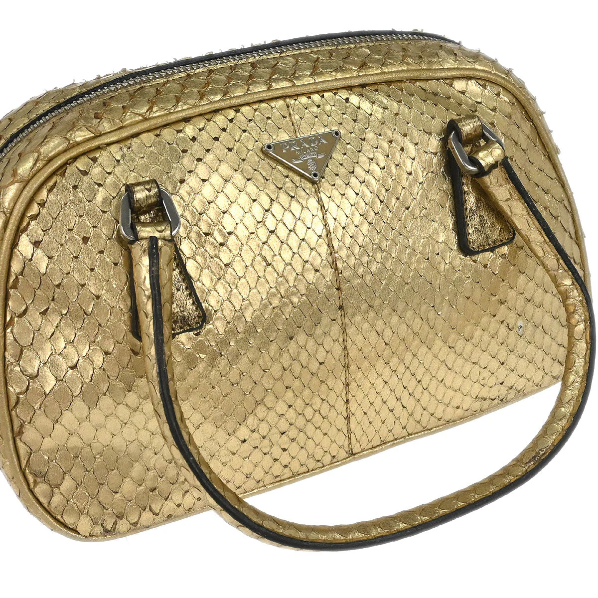 Prada * Gold Python Handbag - Image 4