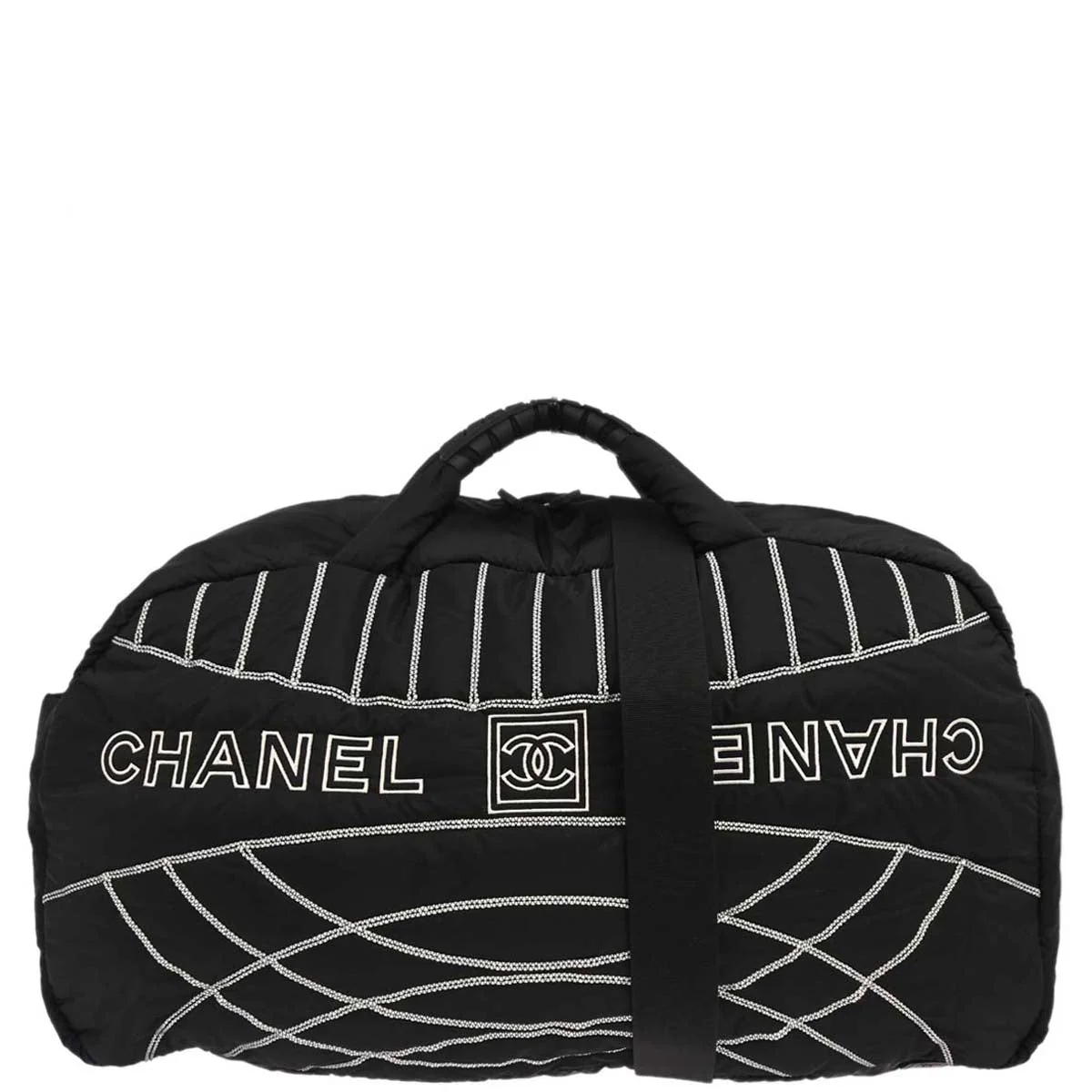 Chanel 2005-2006 Black Nylon Sport Line 2way Shoulder Gym Bag