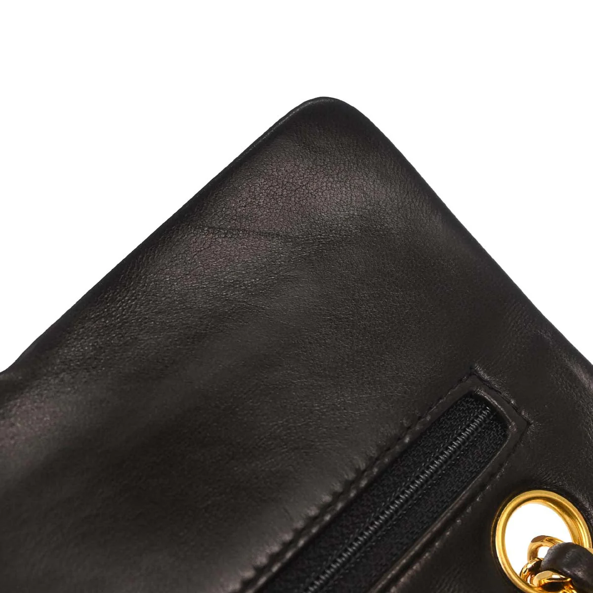 Chanel 1991-1994 Black Lambskin Small Classic Double Flap Shoulder Bag - Image 11