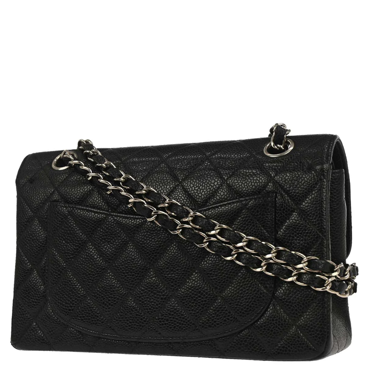 Chanel 2000-2002 Black Caviar Skin Small Classic Double Flap Shoulder Bag - Image 2