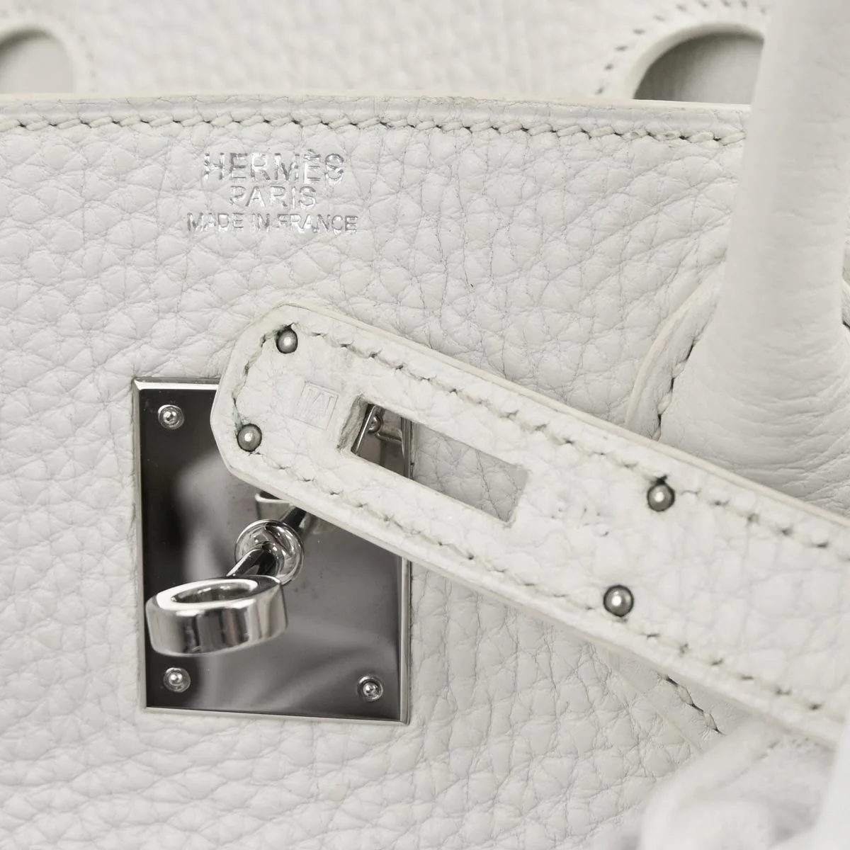 Hermes White Taurillon Clemence Birkin 30 Handbag - Image 10