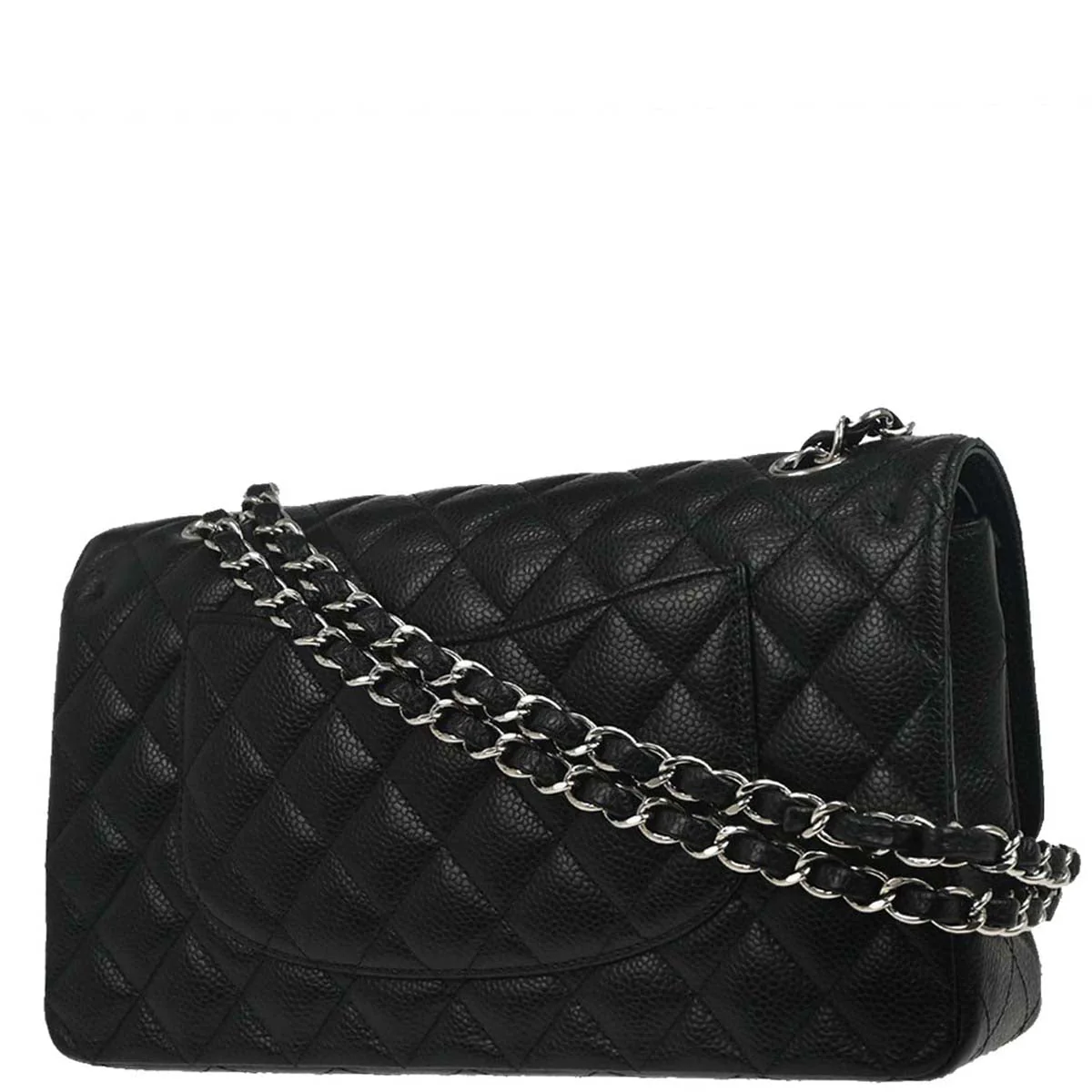 Chanel 2015-2016 Black Caviar Skin Medium Classic Double Flap Shoulder Bag - Image 2