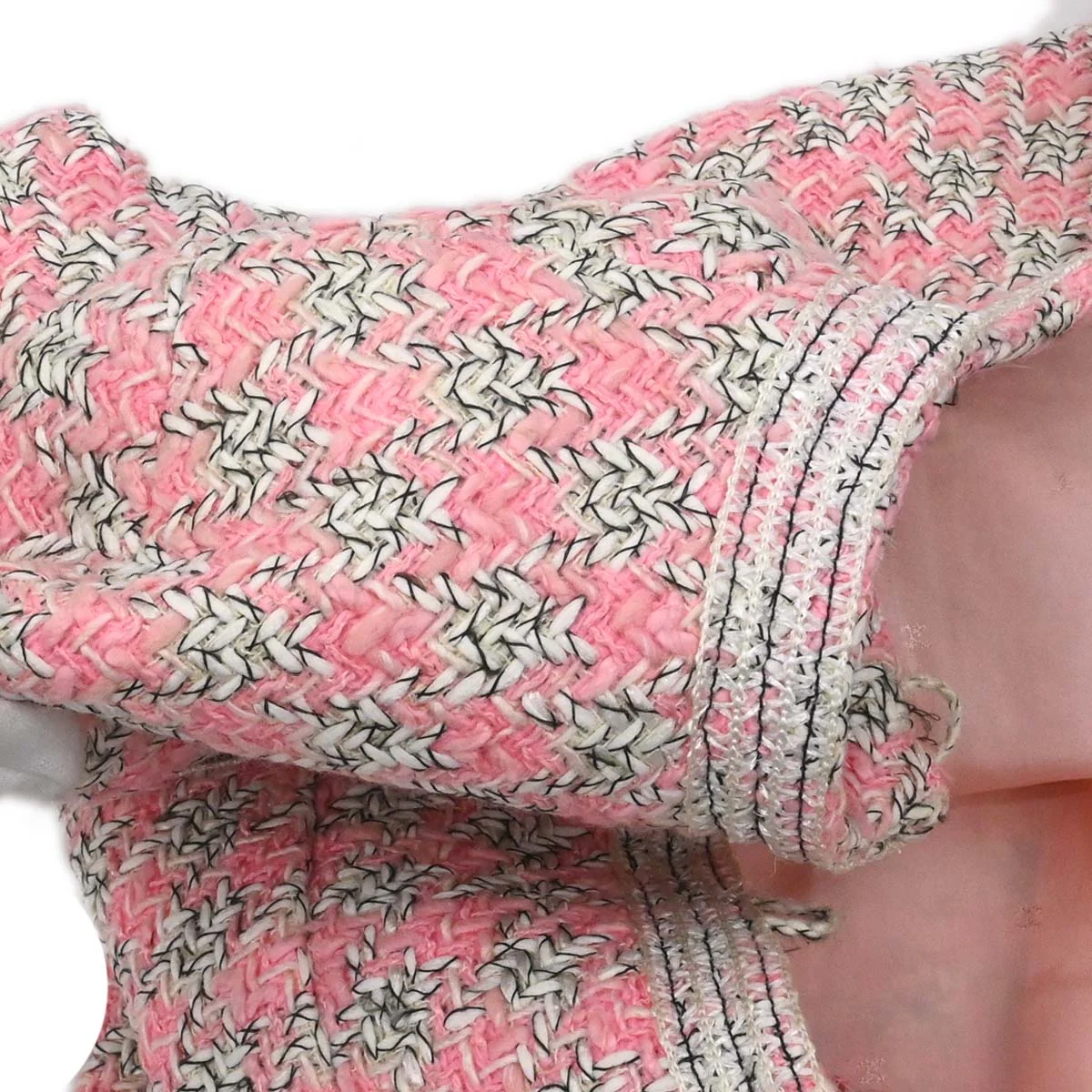 Chanel 1993 Single Breasted Collarless Tweed Jacket Pink #38 - Image 12