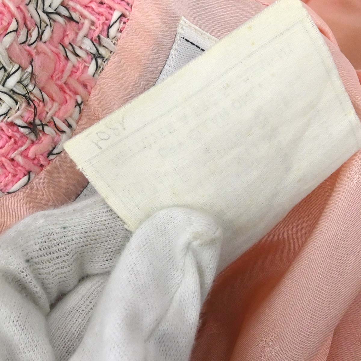 Chanel 1993 Single Breasted Collarless Tweed Jacket Pink #38 - Image 18