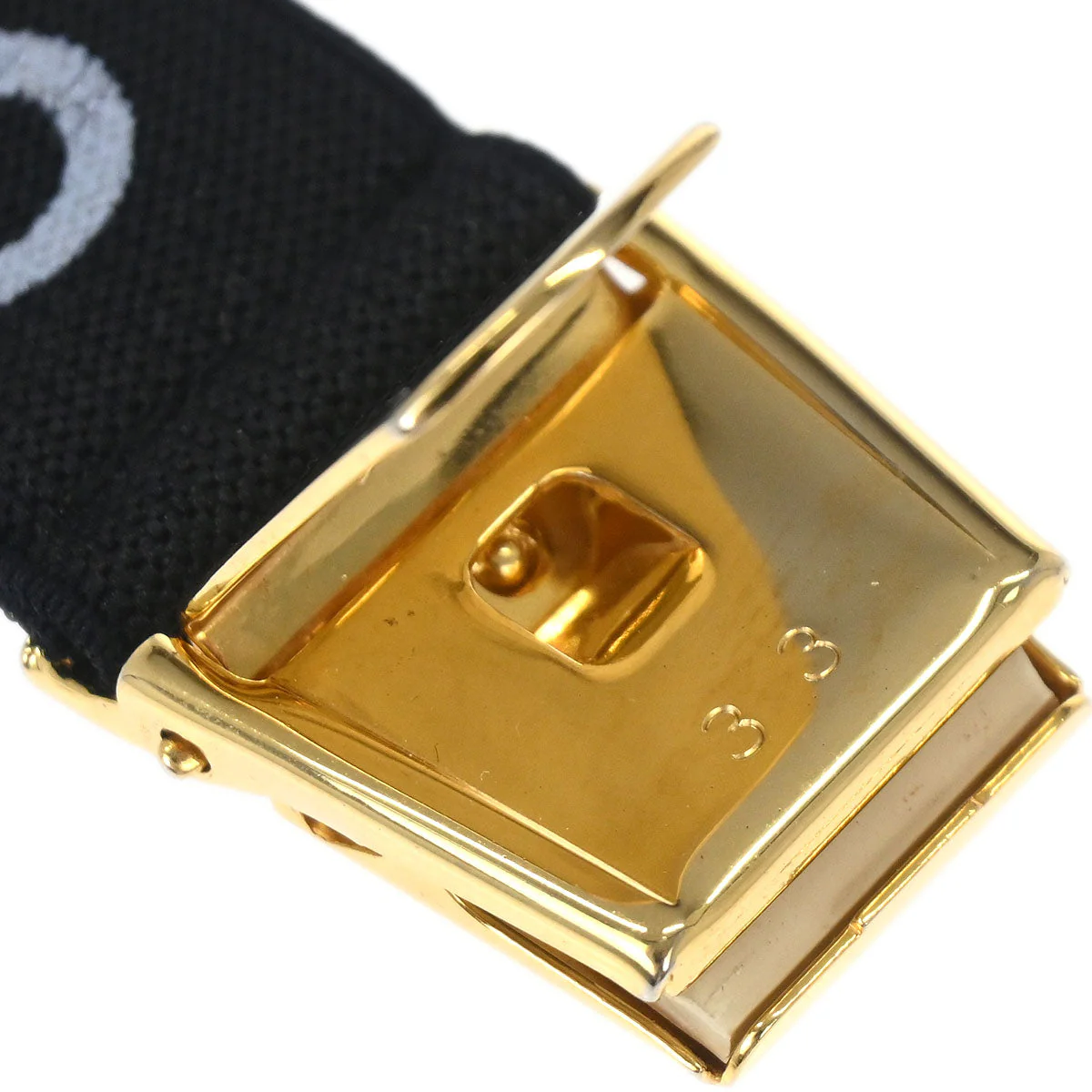 Chanel Black Canvas Logo Clip Armband Wristband 33 Small Good - Image 7