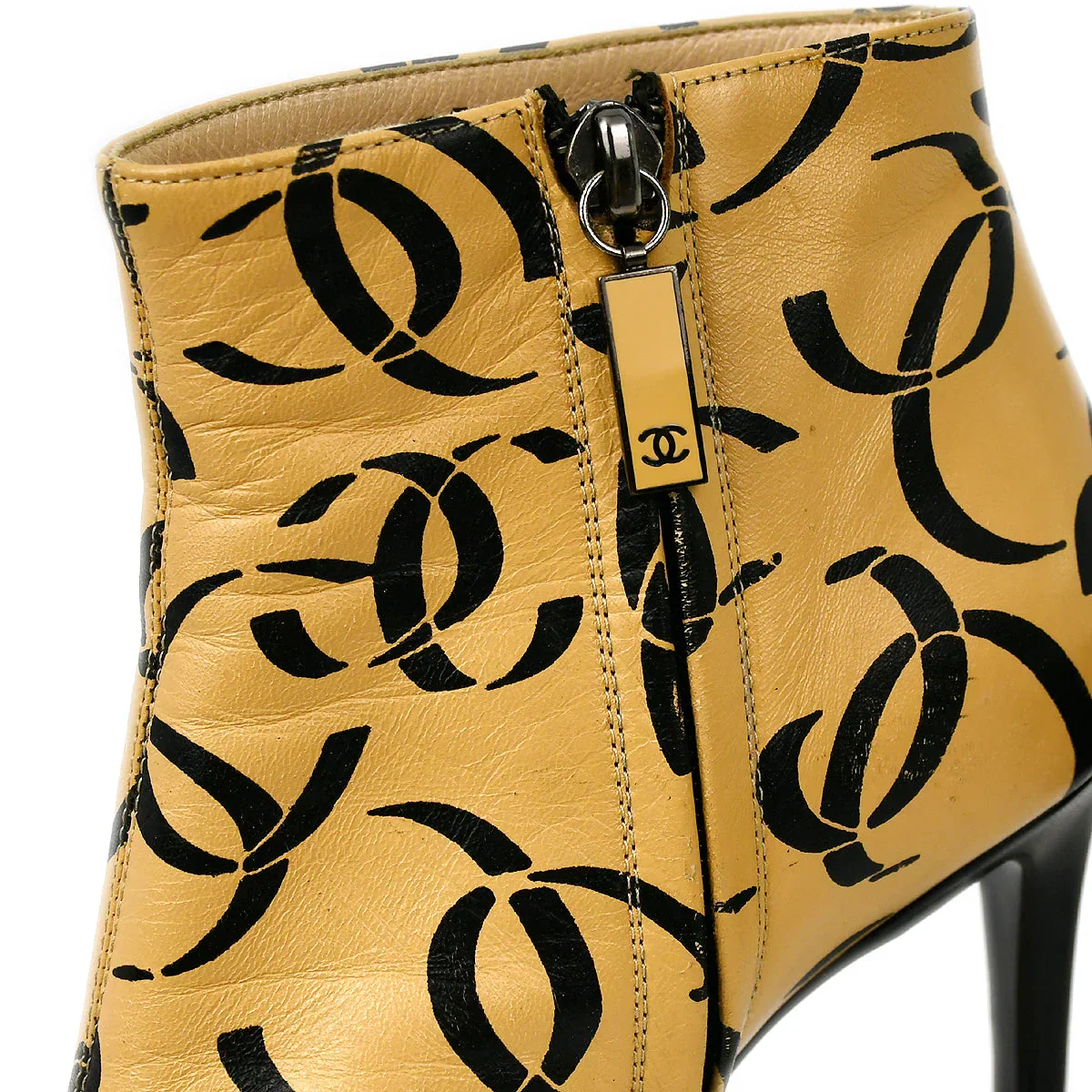 Chanel * Beige Bicolor Short Boots Shoes #35 1/2C - Image 6