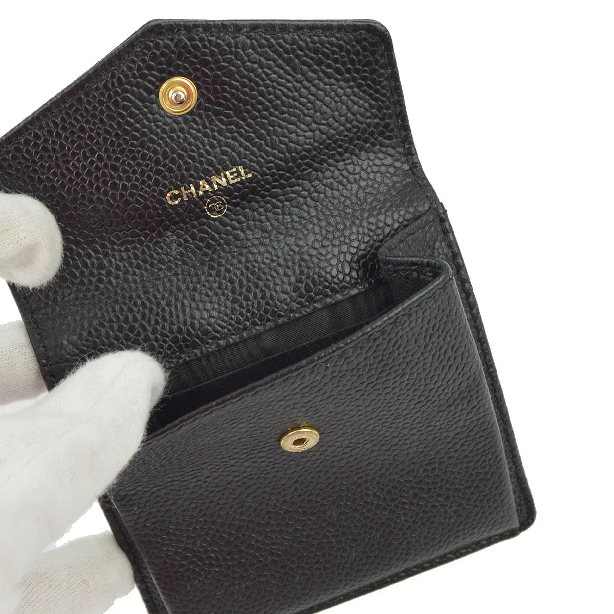 Chanel Black Caviar Coin Purse Wallet - Image 5
