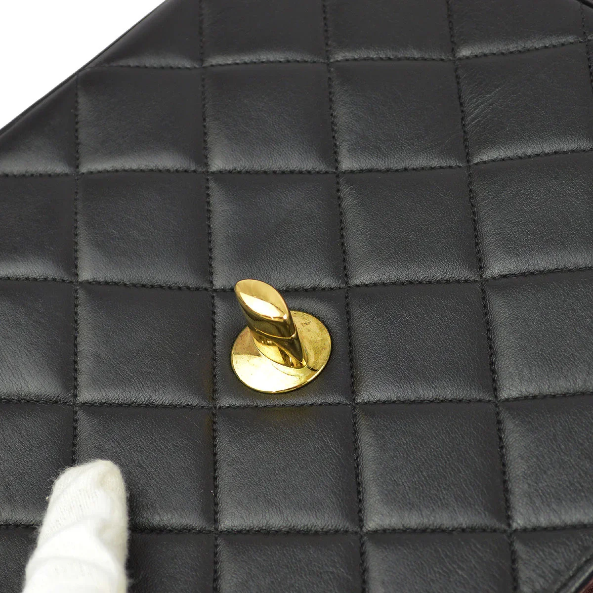 Chanel 1991-1994 Black Lambskin Straight Flap Chain Shoulder Bag - Image 10