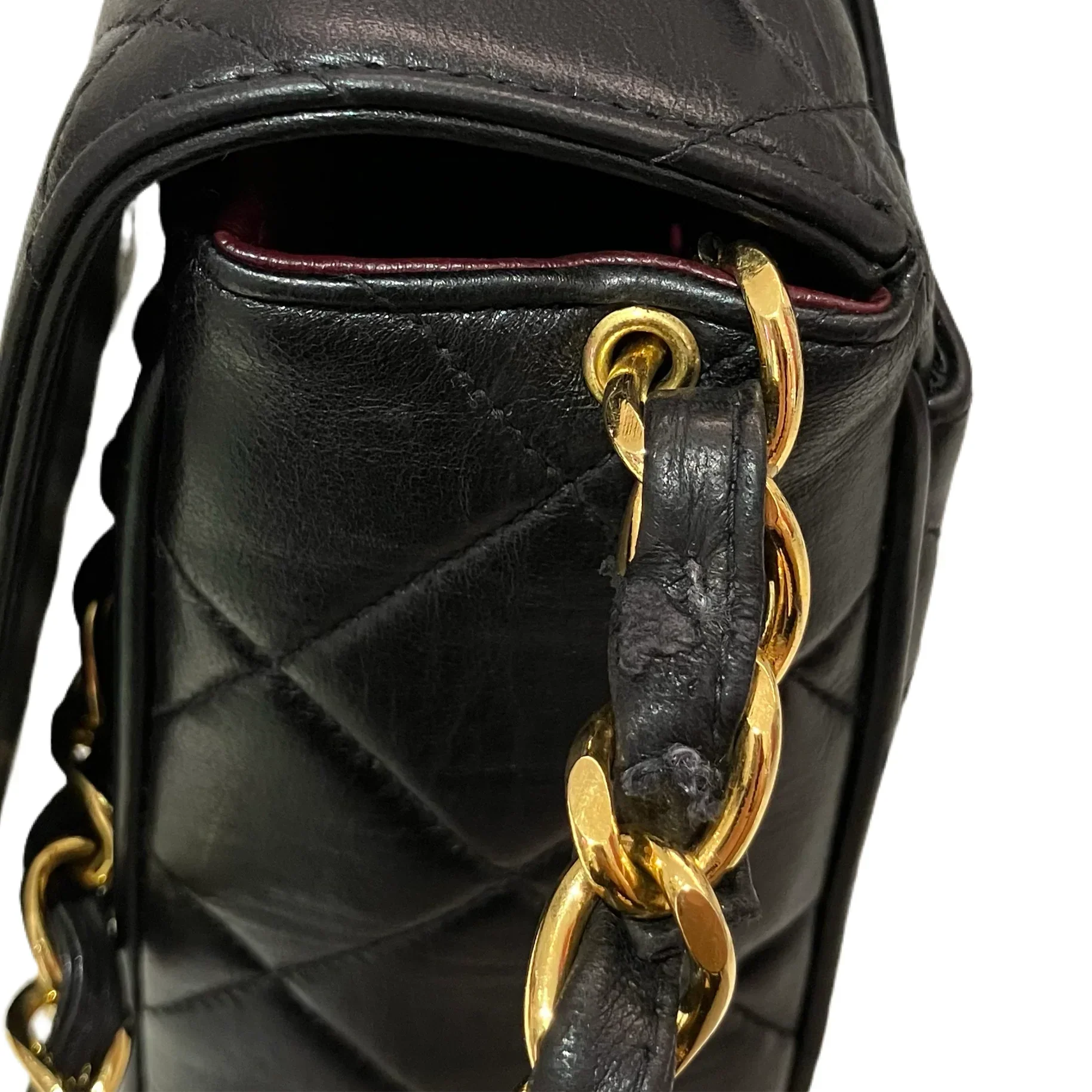 Chanel 1991-1994 Black Lambskin Straight Flap Chain Shoulder Bag - Image 11