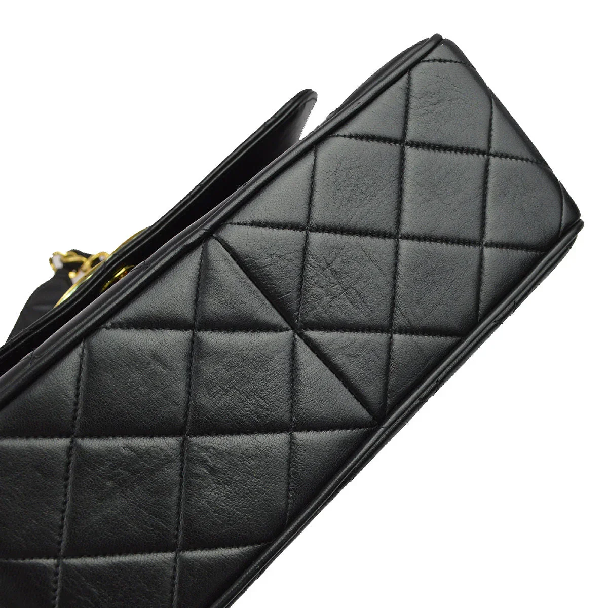 Chanel 1991-1994 Black Lambskin Straight Flap Chain Shoulder Bag - Image 5