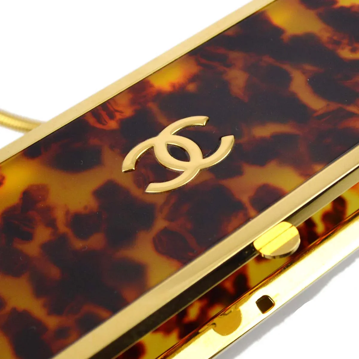 Chanel * 1997 Tortoise Brown Resin CC Logo Crossbody Mini Bag Gold Hardware - Image 2