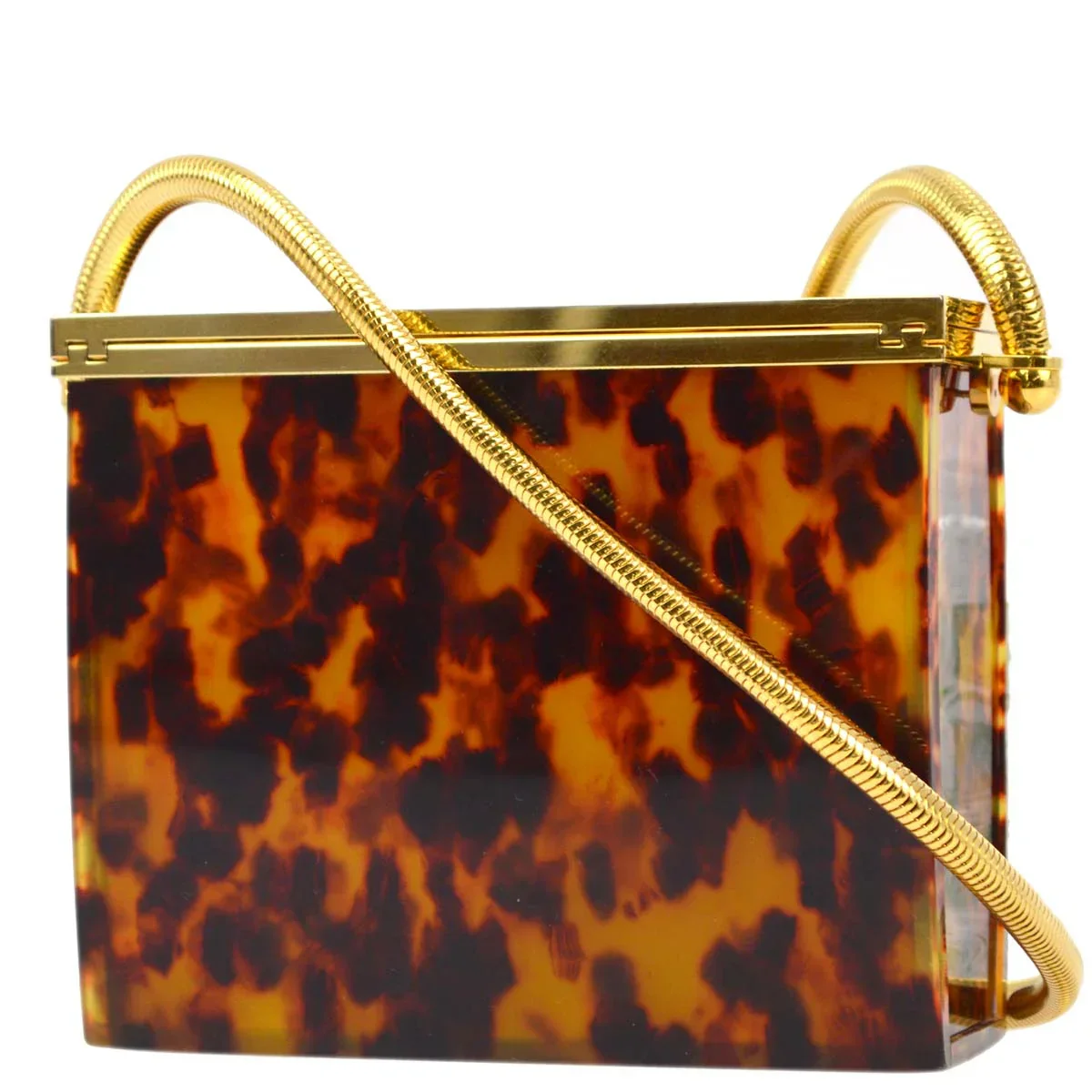 Chanel * 1997 Tortoise Brown Resin CC Logo Crossbody Mini Bag Gold Hardware - Image 3