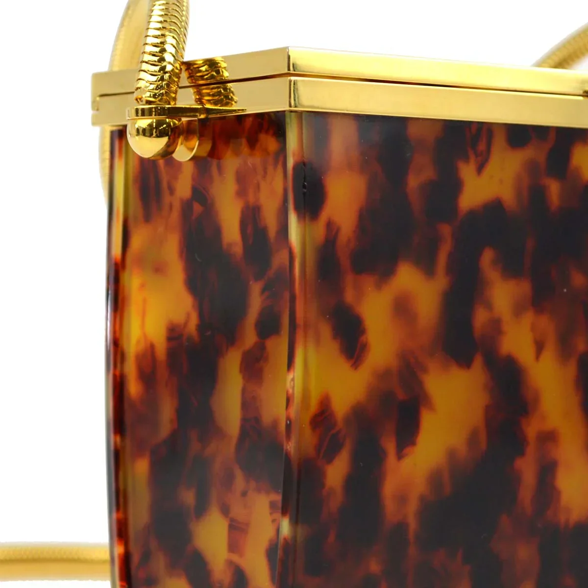 Chanel * 1997 Tortoise Brown Resin CC Logo Crossbody Mini Bag Gold Hardware - Image 4