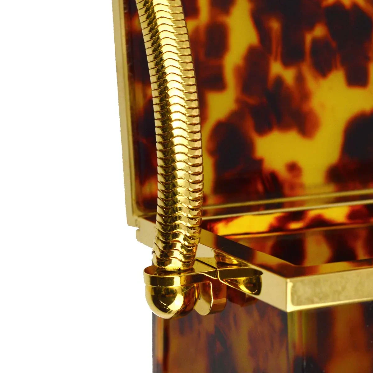 Chanel * 1997 Tortoise Brown Resin CC Logo Crossbody Mini Bag Gold Hardware - Image 7