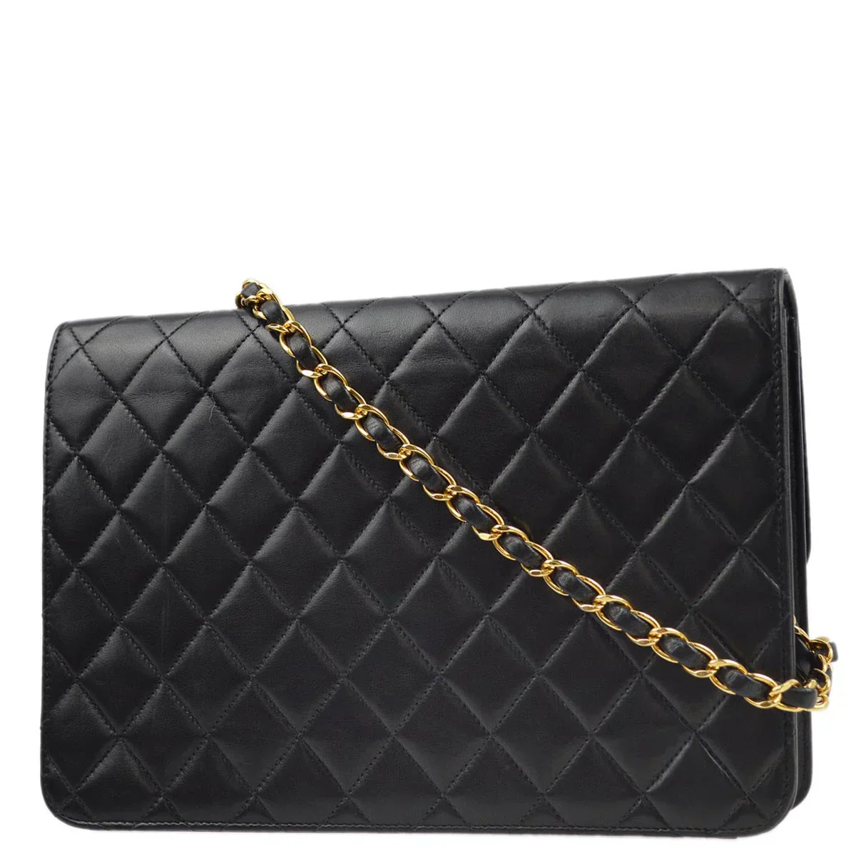 Chanel 2001-2003 Black Lambskin Turnlock Medium Half Flap Shoulder Bag - Image 2