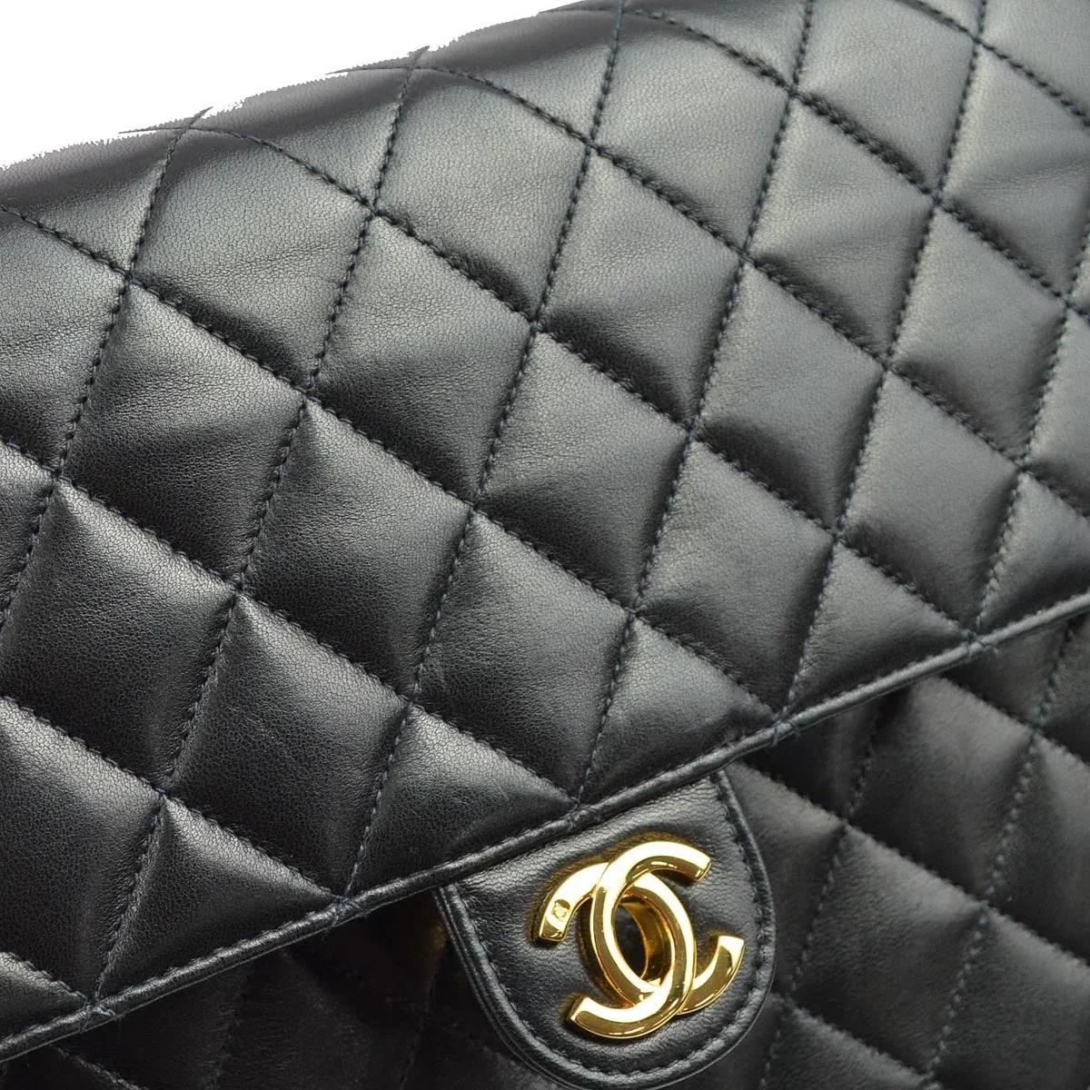 Chanel 2001-2003 Black Lambskin Turnlock Medium Half Flap Shoulder Bag - Image 6