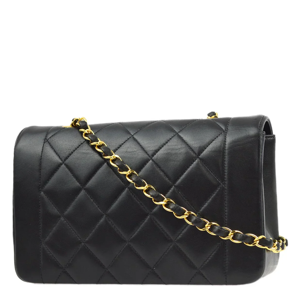 Chanel 1996-1997 Black Lambskin Small Diana Shoulder Bag - Image 2