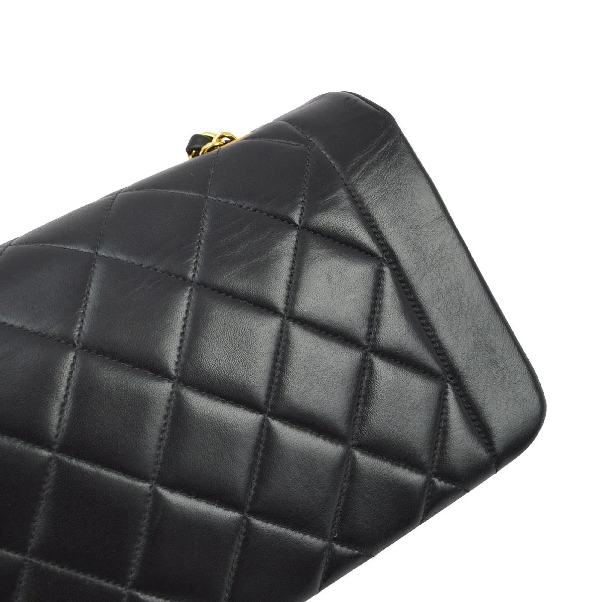 Chanel 1996-1997 Black Lambskin Small Diana Shoulder Bag - Image 7