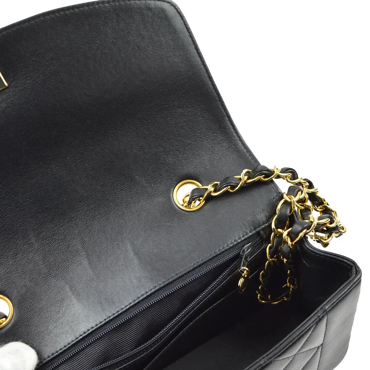 Chanel 1996-1997 Black Lambskin Small Diana Shoulder Bag - Image 9