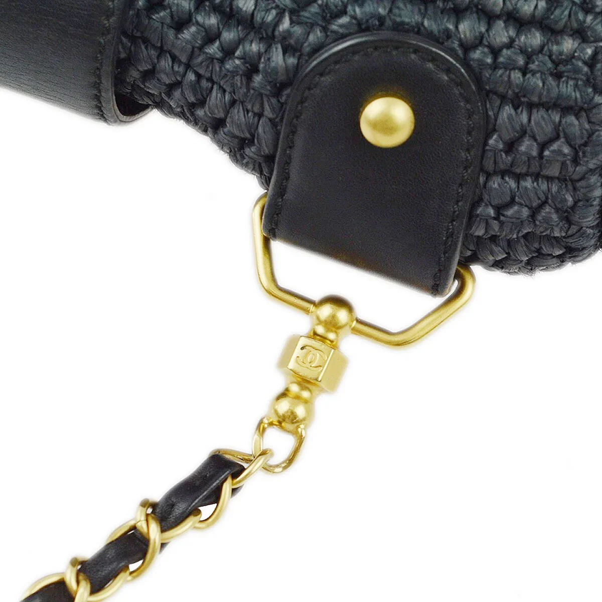 Chanel 2005-2006 Black Straw Chain Shoulder Bag - Image 6