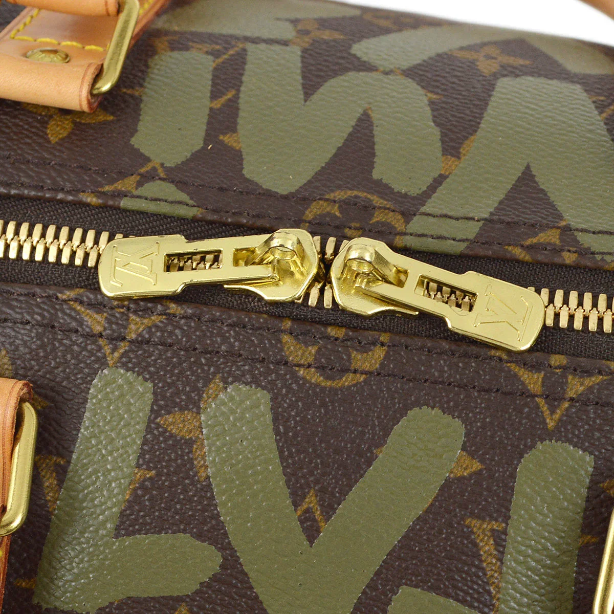 Louis Vuitton 2001 Khaki Monogram Graffiti Keepall 50 Duffle Bag M92196 - Image 5