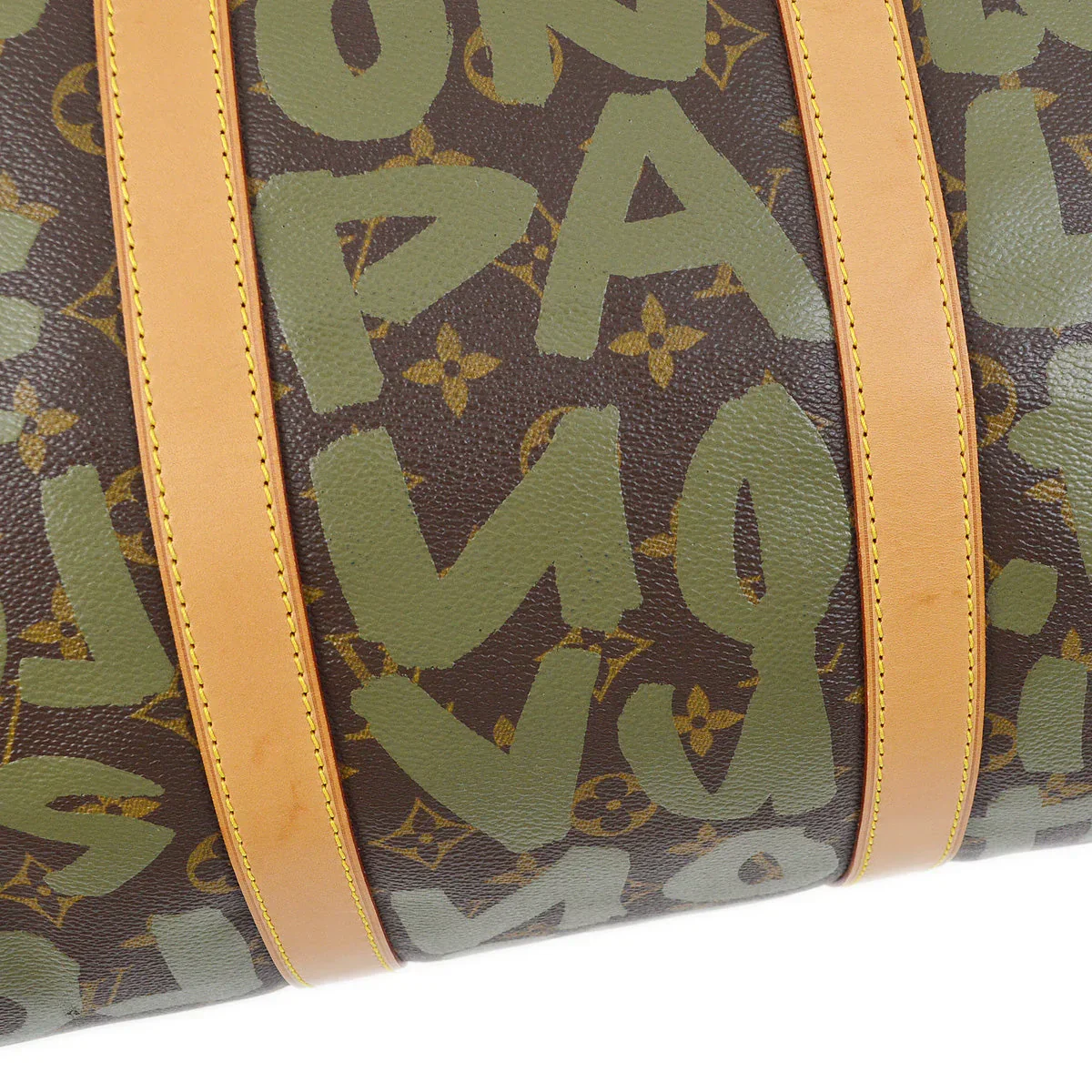 Louis Vuitton 2001 Khaki Monogram Graffiti Keepall 50 Duffle Bag M92196 - Image 8